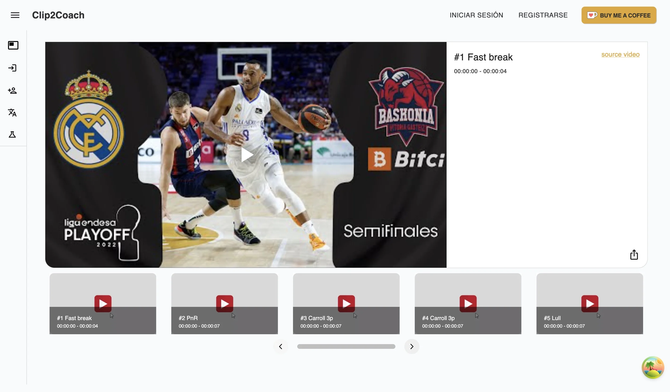 Clip2Coach sharing playlist screenshot